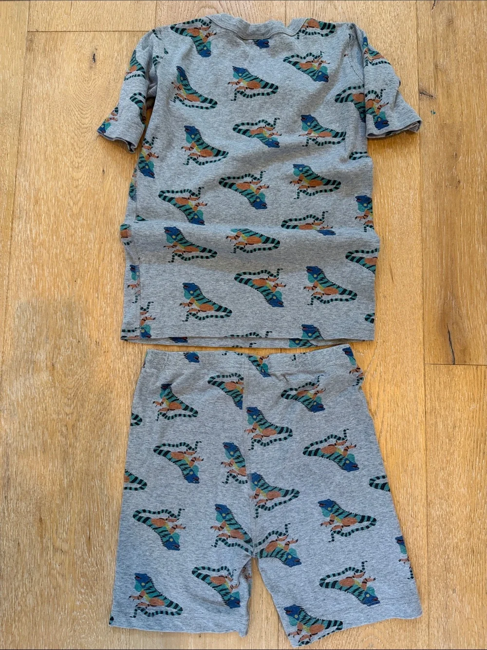Hanna Andersson Gray Iguana Print Cotton Pajama Short Set